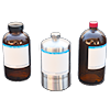 リチウム電池電解液用ガラス瓶、ステンレス容器（1L）